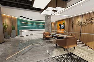醫(yī)美辦公室大廳裝修設(shè)計全景圖