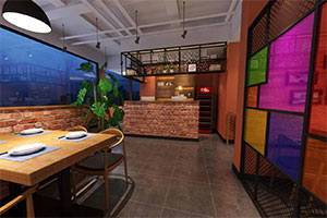 600方現(xiàn)代餐飲店裝修設(shè)計全景案例